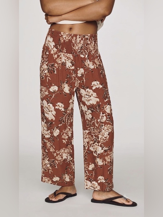 Anthropologie Pants - Anthropologie Pilcro Reese Smocked Pull-On Barrel Leg Linen Blend Pants , Small